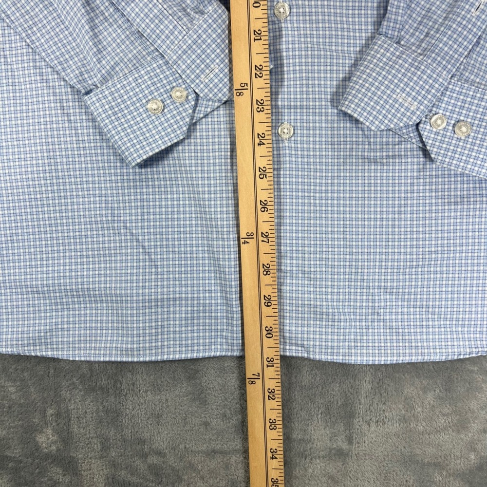 Hart Schaffner Marx Mens XXL Blue White Check Comfort Stretch Cotton Shirt - Picture 3 of 7